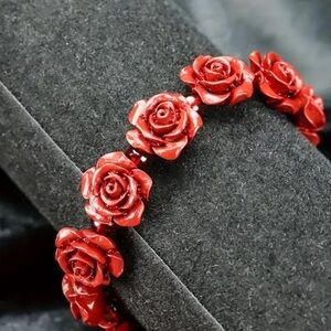 Elegant Red Rose Bracelet
